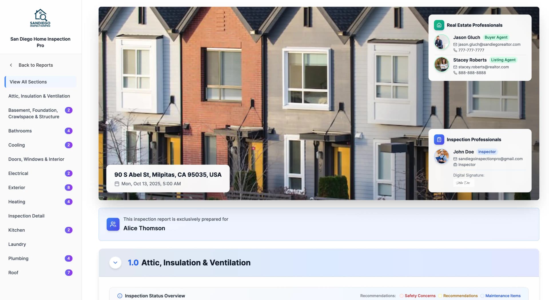 Home inspection report preview